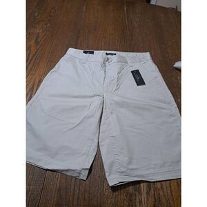 New 30 Waist Marquis Putty Tan Khaki Chino Cotton Shorts Pockets Belt Loops NWT